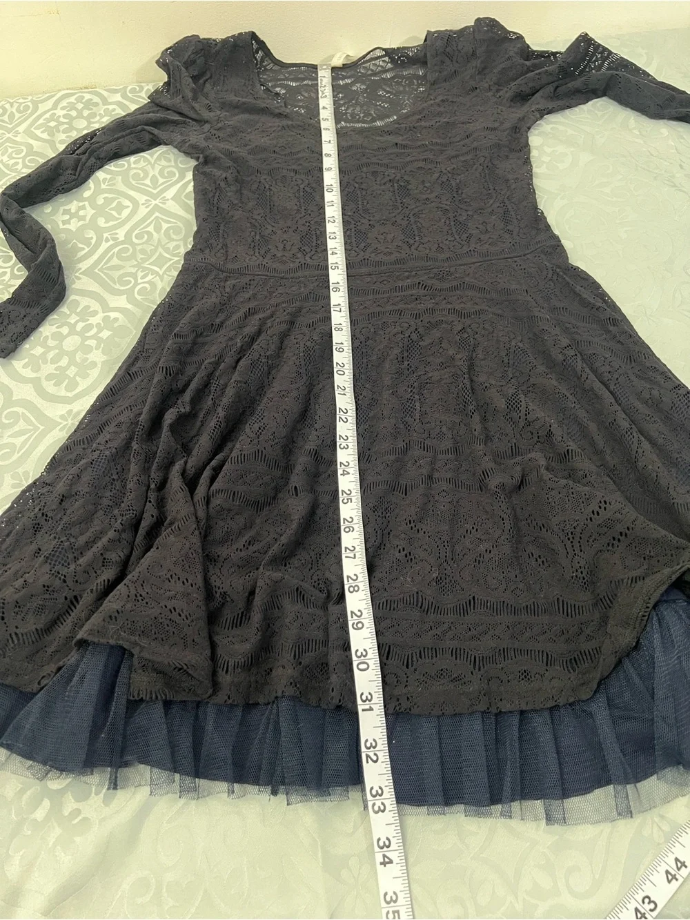 Free People Black Lace Long-Sleeve Skater Dress - Picture 9 of 9